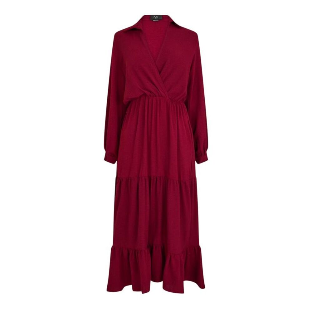 AX Paris Womens/Ladies Tiered Long-Sleeved Wrap Dress / Wine
